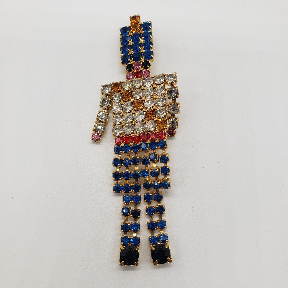 Vintage Christmas Toy Soldier Pin. Arms, Legs move